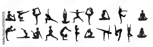 yoga silhouette on white backgruond 