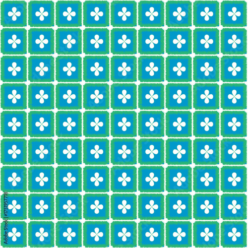 Blue Floral Tile Pattern Background.eps