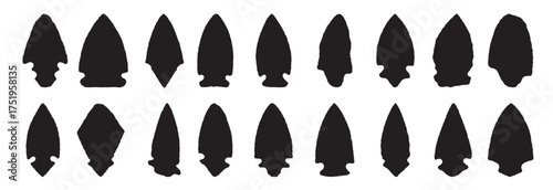 stone arrowhead silhouette white background