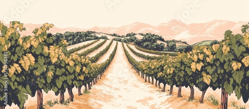 Wallpaper Mural Vineyard Landscape Torontodigital.ca