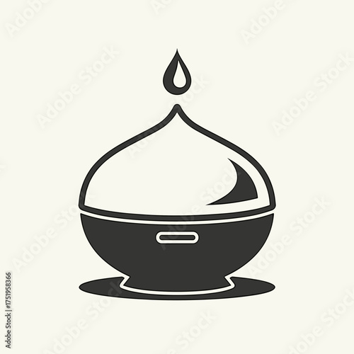 Humidifier icon in simple minimalist style with essential oil drop. Humidifier design shows modern appliance for home and office to moisturize air.
