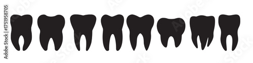 teeth silhouette on white background