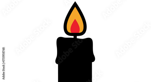 Glowing Black Candle Icon with Vibrant Flame for Commemorative and Decorative Use