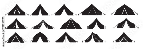  tents silhouette white background 