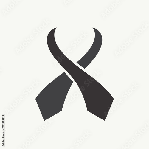Gray awareness ribbon against white background. This awareness ribbon symbolizes solidarity, raising awareness for various causes and showing support for those affected by diseases.