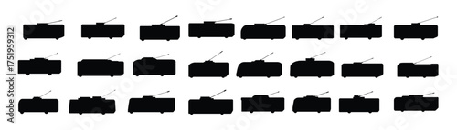  trolleybus icons set cartoon vector car transport