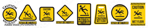 wet floor icons vector.