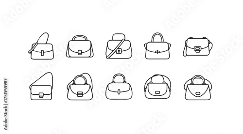 Collection of diverse handbag styles featuring classic designs and modern silhouettes vector