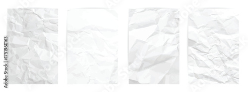 white clean crumpled paper background set of four vertical