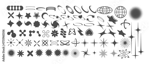 yk retro elements abstract shapes and symbols