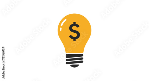 A yellow lightbulb with a black dollar sign inside, symbolizing a profitable idea or financial innovation.