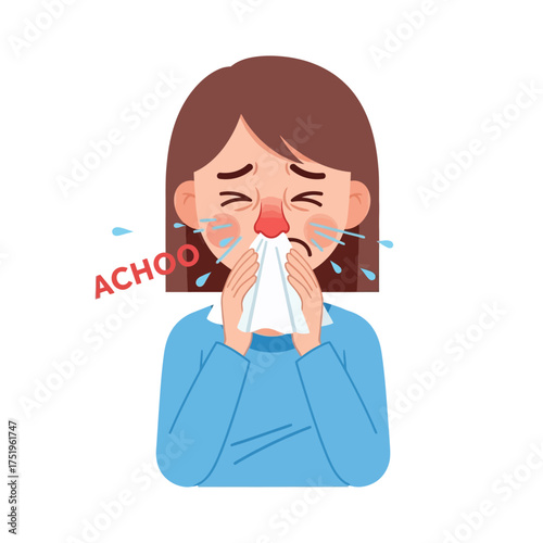 Woman Sneezing and Feeling Sick
