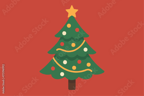 Festive Christmas tree decorated with ornaments and star topper