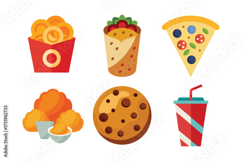 Delicious burger fries combo vector elements