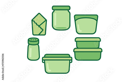 Reusable food storage containers and kitchen items for zero waste and sustainable living concept