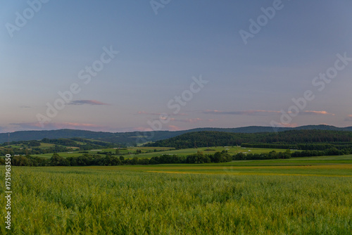 Sunrise over the field in Beskid Niski