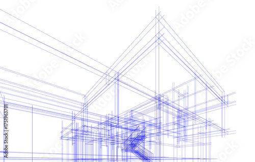 House building sketch architectural 3d illustration