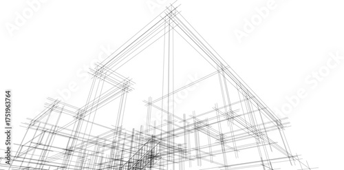 House building sketch architectural 3d illustration