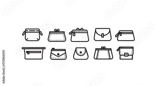 Set of diverse handbags and purses collection elegant designs fashion accessory icons vector