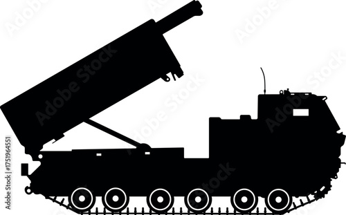 Silhouette Military Multiple Missile Launcher Tank Vector Design