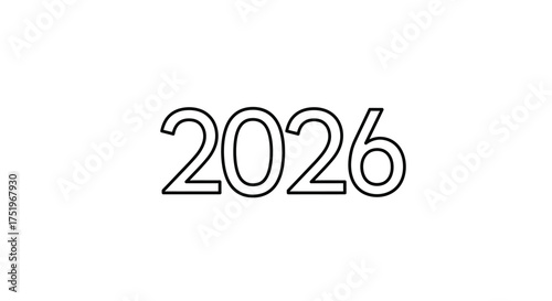 Outlined 2026 on a white background