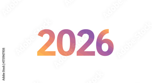The image displays the number 2026 with an orange to purple color gradient on a white background