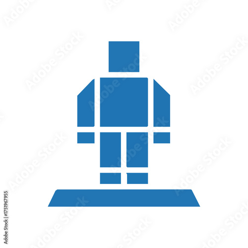(Abstract Blue Avatar Symbol. Stylized human figure composed of simple shapes. Represents a user profile, digital identity, or an anonymous individual concept.)