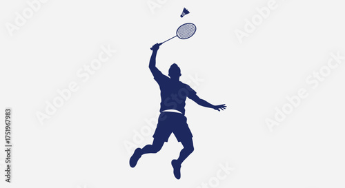 Badminton player in action silhouette of a man playing badminton sport concept.