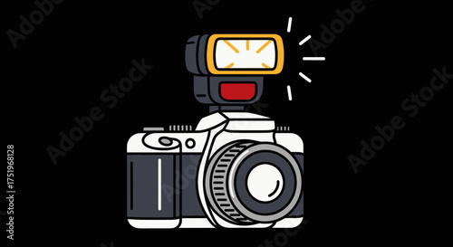 Digital camera with flash ready to capture moments photography equipment.