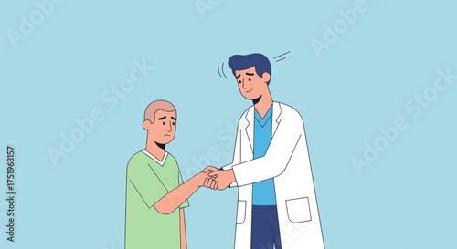 Doctor and patient shaking hands medical consultation healthcare concept.