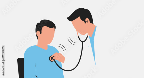 Doctor examining patient with stethoscope medical checkup concept healthcare illustration.