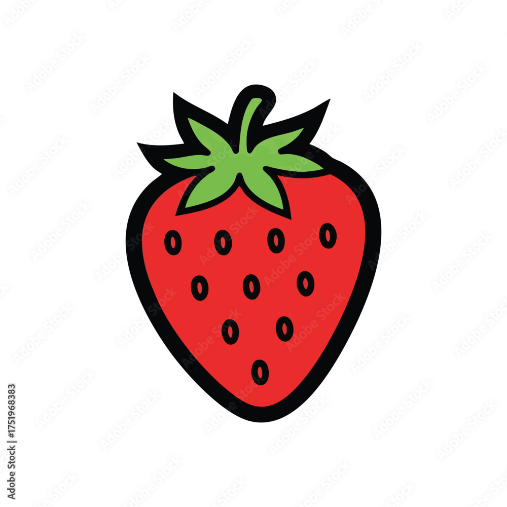Fototapeta premium (Sweet Strawberry Fruit Illustration. Vibrant crimson berry artwork, symbolizing natural health and deliciousness. Ideal for projects seeking fresh, organic, wholesome food graphics.)