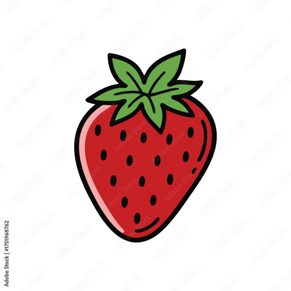 Fototapeta premium (Vibrant Strawberry Fruit Illustration. A delightful red berry graphic, representing delicious flavor and wholesome vitality. Excellent for culinary, natural, or cheerful design projects.)