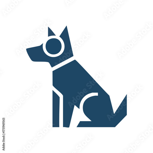 (Loyal Canine Companion Icon. Stylized indigo hound image symbolizes fidelity, nurturing, and guidance. Excellent for veterinary, adoption, or pet sitting businesses.)