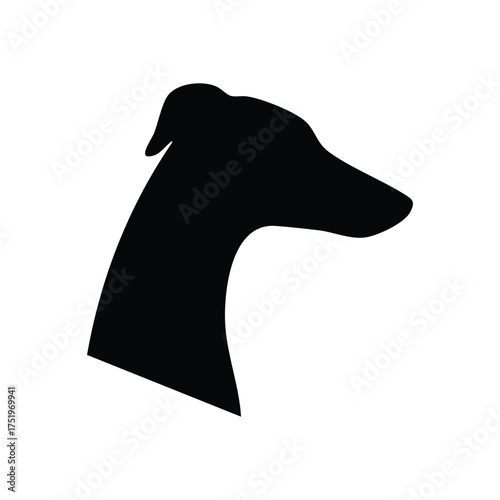(Elegant Sighthound Dog Profile Icon. A sleek pet outline representing loyalty and speed. This graphic portrayal is ideal for veterinary services, pet care, or animal lovers.)