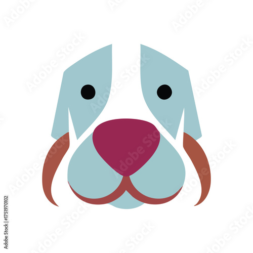 (Minimalist Dog Face Vector Art. A sweet geometric puppy head design, featuring a loyal animal companion. Its simple style evokes happiness and warmth, ideal for pet themes.)