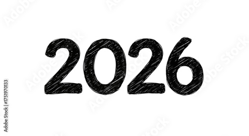 The image shows 2026 written in a handdrawn sketchy style against a white background
