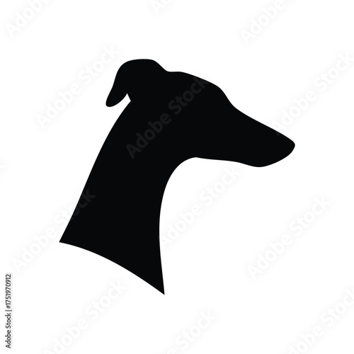 (Elegant Greyhound Head Silhouette. A graphic depiction of a swift sighthound. This stylized profile embodies agility, devotion, and canine beauty. Ideal for modern designs.)