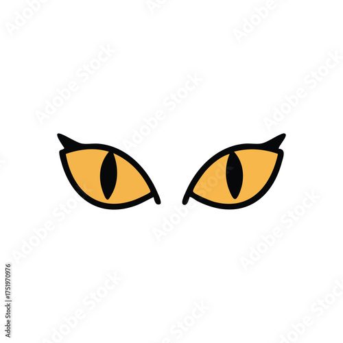 (Wild Cat Eyes Illustration. This artistic rendition of golden ocular orbs with slit pupils conveys a sense of stealthy intrigue and watchful mystery, symbolizing a nocturnal predator.)