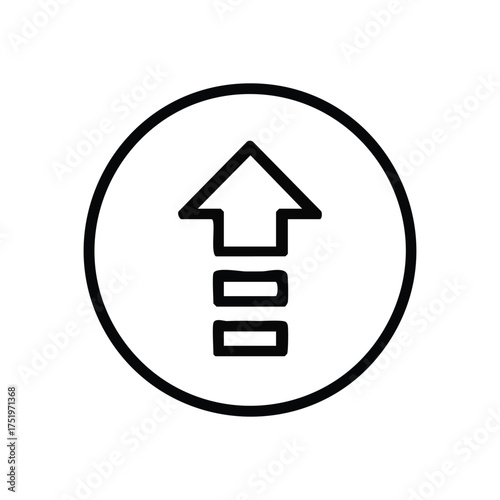 (Upload Data Transfer Icon. Graphic representation of information transmission or system update, signifying progress, advancement, and initiation. Ideal for digital interfaces.)