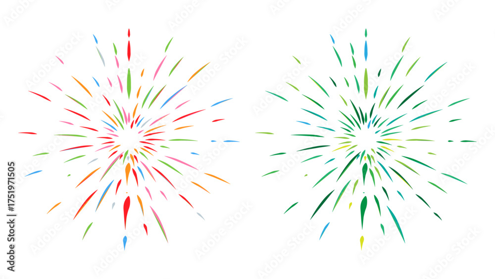Obraz premium Colorful Firework Burst Vector Illustration | Bright Festival Spark Effect Design | Celebration Explosion Art