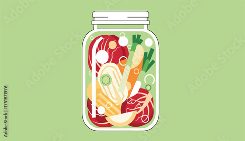 Pickled Vegetables Jar Fermented Food Homemade Pickling Preserved Ingredients