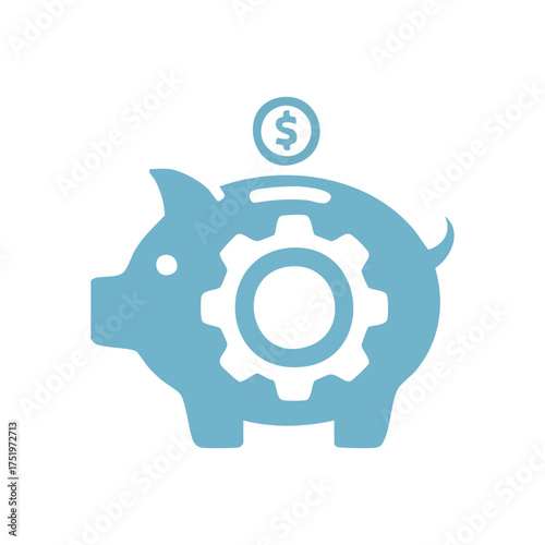 (Financial Savings Strategy Icon. Conceptual illustration of wealth accumulation and economic planning. A mechanism within a pig shaped bank signifies smart monetary management and investment growth.)