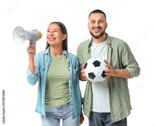 Couple of sports fans with ...