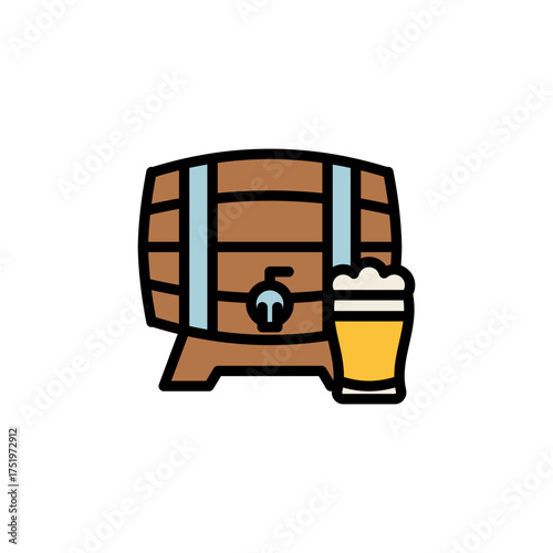 Rustic Brew Beer Barrel & Mug Illustration for Craft Beverage Design