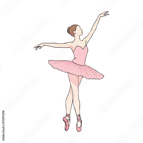 A graceful ballerina in a pink tutu, performing a ballet pose.