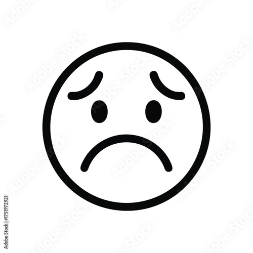(Sad Face Expression. This melancholic emoji depicts distress and disappointment. It symbolizes negative feelings, sorrow, and overall unhappiness.)