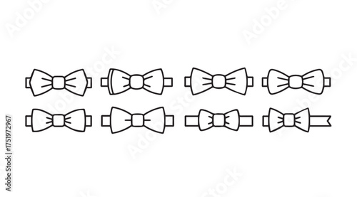 Collection of elegant bow tie styles hand drawn sketch line art accessories formal wear vector