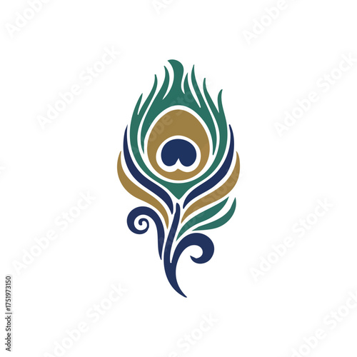 (Elegant Peacock Feather Design. Artistic peafowl plumage featuring deep blue, teal, and golden brown hues. Represents beauty, grace, and spiritual awakening.)