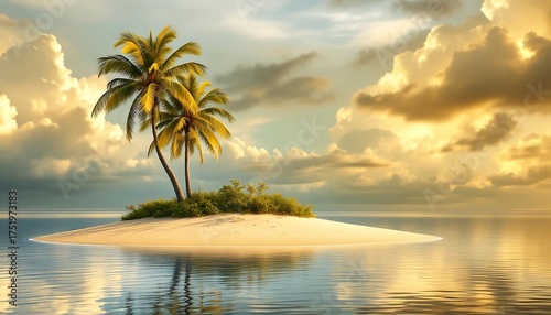 Tropical beach with coconut trees